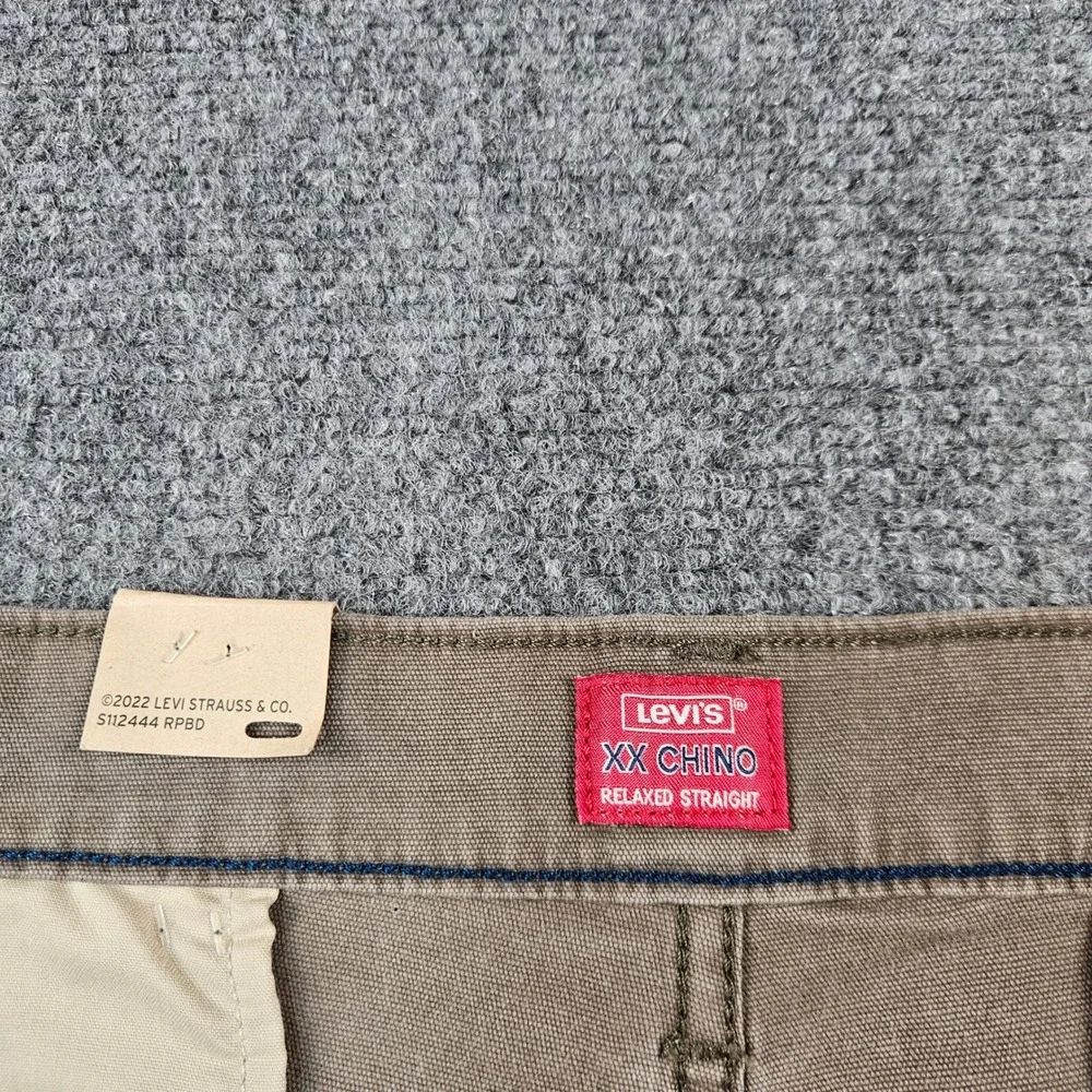 Levis XX Chino Relaxed Straight Pants Mens 38x34 Brown Stretch 001K50046 NEW